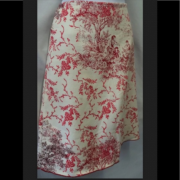 FREE PEOPLE Toile Red Ivory Cotton A Line Skirt - Picture 5 of 6